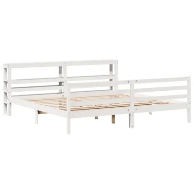 Produktbild von Massivholzbett ohne Matratze Weiß 200x200 cm Kiefernholz