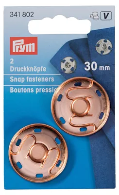 Messing Druckknöpfe Gold 30 mm, 2 Stück zum Annähen