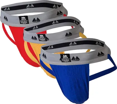 Image de MM Sports - Sous-vêtement Hommes - Original Edition Swimmer/Jogger Jockstrap 2 inch Multipack Red + Yellow + Blue - Taille XL