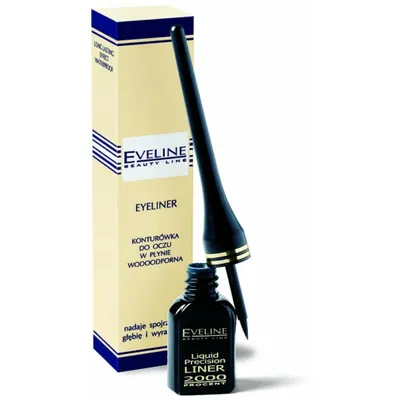 Produktbild von Eveline Cosmetics Flüssige Präzisions-Eyeliner 2000% Wasserfeste Konturflüssigkeit Schwarz, 4 ml