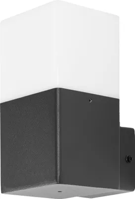 Produktbild von Grafner Aluminium Wandlampe schwarz, mit weißem Schirm, IP44, E27 Fassung, Wandleuchte schwarz eckig anthrazit