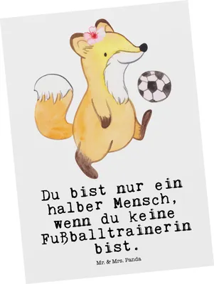 Produktbild von Mr. & Mrs. Panda Grußkarte Fußballtrainerin Herz - Weiß - Geschenk, Lustig, Spruch, Glücksbringer, Postkarten, Ansichtskarte, Fotokarte, Witzig, Kunstkarten, Postkarte