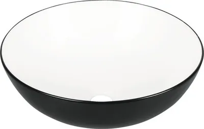 Produktbild von Differnz Aufsatzwaschbecken Duo 39,5 x 39,5 cm weiß schwarz glänzend 38.010.54