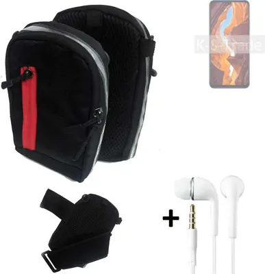 Produktbild von K-S-Trade Outdoor Gürteltasche Holster Umhängetasche + Kopfhörer kompatibel mit Wiko 10 schwarz Handy Tasche Case travelbag Schutzhülle