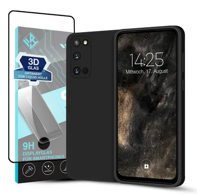 Produktbild von Hülle für Samsung Galaxy S20 FE mit 9H Displayglas Displayschutz Case Cover Bumper Smartphone Softgrip Schutzhülle Farbe: Schwarz