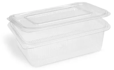 Produktbild von 50x Rechteckbecher klar mit Deckel 1500 ml (rPET)