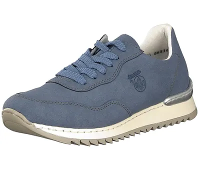 Produktbild von Rieker Damen Sneaker Halbschuh klassische Form kontrastfarbene Sohle M3611, Größe:39 EU, Farbe:Blau