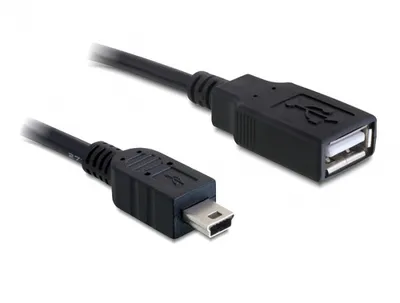 Produktbild von DeLOCK 82905, 0,5 m, USB A, Mini-USB B, USB 2.0, Männlich/Männlich, Schwarz