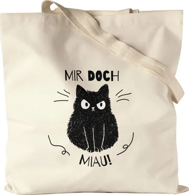 Produktbild von Mir Doch Miau Jutebeutel Stoffbeutel mit Katzen und Herzen Motiv für Katzenliebhaber Katzenliebe Mieze Büsi