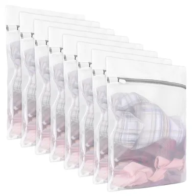 Image de Lot de 8 sacs de lavage en maille réutilisables pour les vêtements délicats