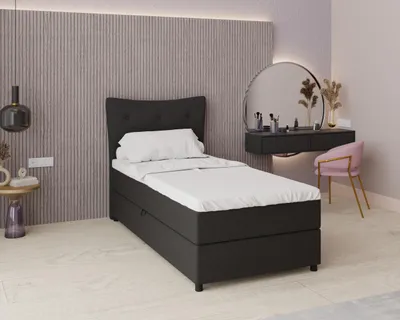 Produktbild von Boxspringbett, 100cm x 200cm, Grau, mit Bettkasten, Matratze und Topper, Einzelbett, NEVADA, Panda Möbel