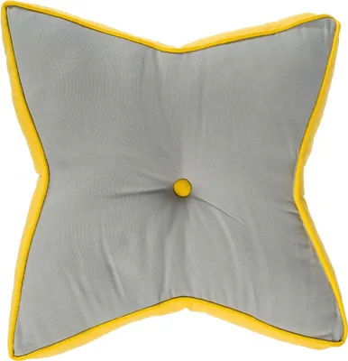 Produktbild von HOMESCAPES Bodenkissen Stern 100% Baumwolle mit Polyester Füllung grau und gelb