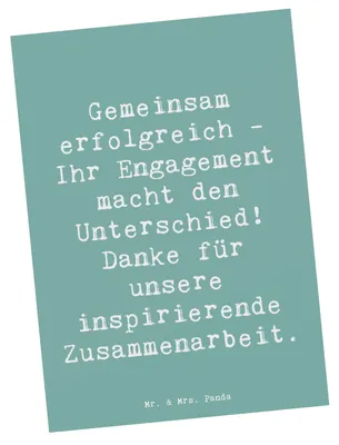 Produktbild von Mr. & Mrs. Panda Grußkarte Spruch Geschäftspartner Erfolg - Meeresbrise - Geschenk, Bedanken, Postkarte, Postkarten, Engagement, Dankeschön, gemeinsam erfolgreich
