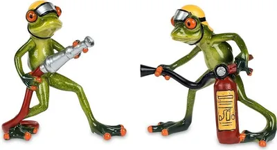 Produktbild von Formano 2er Set lustige Frösche Figur Frosch Rasenmähergang Poly 16 cm
