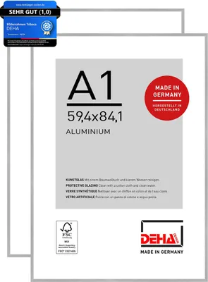 Produktbild von DEHA 2er SET Aluminium Bilderrahmen Tribeca, 59,4x84,1 cm (A1), Struktur Silber Matt
