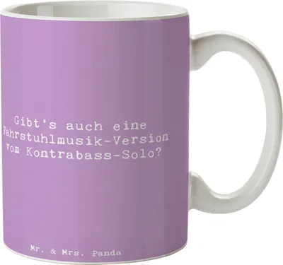 Produktbild von Mr. & Mrs. Panda Tasse Spruch Kontrabass Solo - Lavendeltraum - Geschenk, Musiker, Keramiktasse, Lernen, Streichinstrument, Kaffeetasse, Musik, Jazzbands, Ensemble, Humor