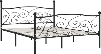 Produktbild von vidaXL Bettgestell mit Lattenrost Schwarz Metall 180 × 200 cm