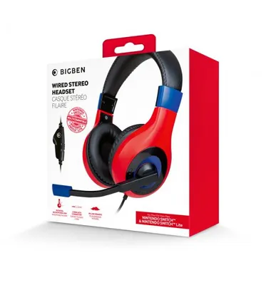 Produktbild von Bigben Interactive Wired Stereo Gaming Headset V1, Kabelgebunden, Gaming, Kopfhörer, Schwarz, Blau, Rot