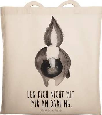 Produktbild von Mr. & Mrs. Panda Tote Bag Stinktier Angriff - Transparent - Geschenk, Drohung, Stoffbeutel, Wildtier, Tasche, Uni, wütend, Raubtier, festivaltasche, Skunk, Jutebeutel