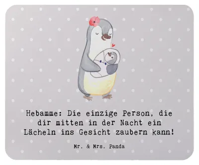 Produktbild von Mr. & Mrs. Panda Mousepad Hebamme Lächeln - Grau Pastell - Geschenk, Berufsliebe, Berufsprodukte, laptop, pc, Berufsalltag, Beruf, Mouse Pad, Dankbarkeit, Mauspad, Berufe
