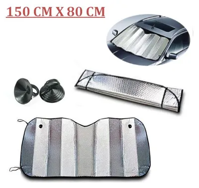 Produktbild von Sonnenschutz für die Windschutzscheibe von Auto, Geländewagen, Bus, SUV, Lkw – beidseitig mit Aluminiumfolie, 150 cm x 80 cm