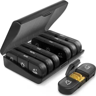 Produktbild von 7-Tage Pillenbox mit 21 Fächern - Großes Volumen, Dicht Verschlossen & Tragbar, Ideal für Morgens/Mittags/Abends