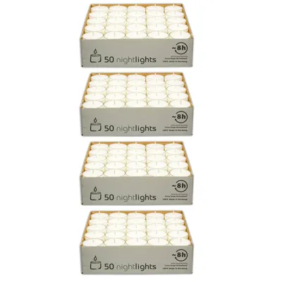 Produktbild von 200 Stück Teelichter 8 Stunden Brenndauer Kerze Windlicht weiß Teelicht Paraffin ohne Duft