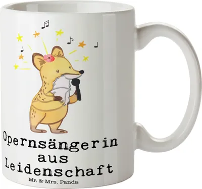Produktbild von Mr. & Mrs. Panda Kaffeebecher Opernsängerin Leidenschaft - Weiß - Geschenk, Tasse, Becher, Kaffeetasse, Teetasse, Trinkbecher