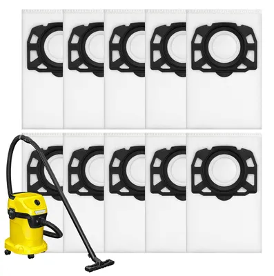 Immagine prodotto di 10 sacchetti di ricambio per aspirapolvere Karcher WD2 e WD3