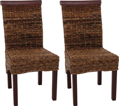 Immagine prodotto di Set da 2 sedie da pranzo in vimini Sedia Malibu in vimini a forma di banana | A x L x P 93 x 47 x 43 cm | Altezza della seduta 47 cm | Colore chiaro | Senza cuscini