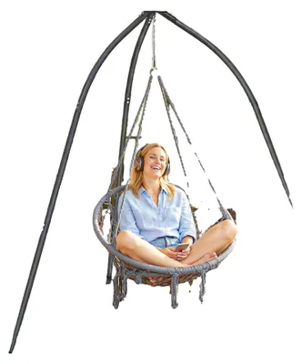 Image de Support pour fauteuil suspendu, cadre métallique robuste, montage facile, noir