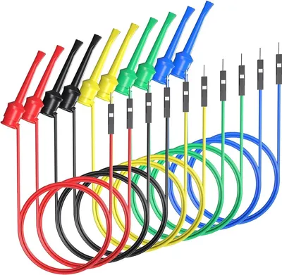 Produktbild von 10 Stück Prüfhakenklemmen für Steckplatinen-Überbrückungskabel – weiche Silikon-Prüfkabel für elektronische und elektrische Prüfungen