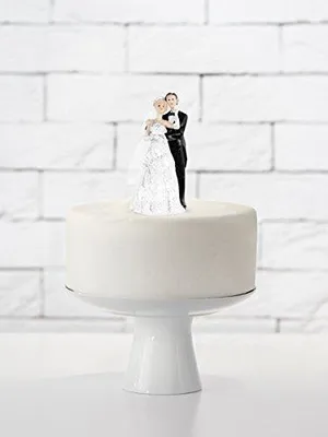 Tortenaufsatz Hochzeit, Keramikfigur, 11 cm, weiß/schwarz