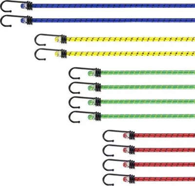 Immagine prodotto di Cinghie elastiche con ganci, set da 12 pezzi, multicolori, per bicicletta o campeggio