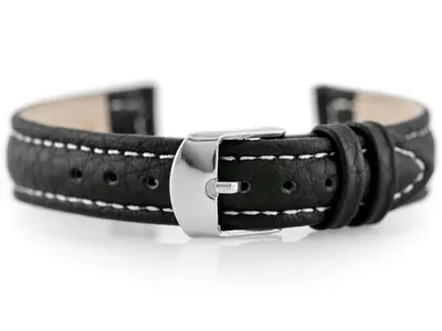 Obrázek produktu pro Kožený pásek k hodinkám W71 - černý/bílý - 14 mm