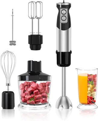 Produktbild von Stabmixer, Edelstahl Mixer, Pürierstab, Mixstab, Quirl, Rührhaken, 6 in 1 Stainless Steel Pürierstab Set, 1000W Stark Leistung