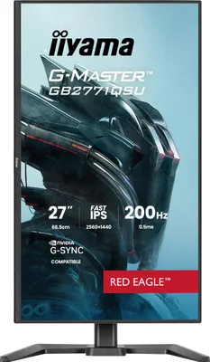 Produktbild von 27" Fast IPS Gaming, G-Master Red Eagle, FreeSync Premium / G-Sync Compatible, 2560x1440@200Hz, 350cd/m², 2x HDMI, DisplayPort, 0.5ms (MPRT), Speakers, USB HUB (2x3.2 2xC), Black Tuner, 15cm Height Adj. Stand