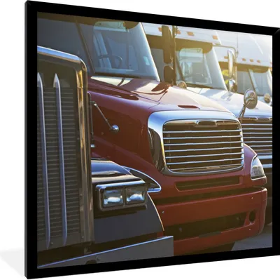 Produktbild von MuchoWow® Gerahmtes Poster Lastwagen - Auto 40x40 cm - Poster mit Schwarzem Bilderrahmen Wandposter Rahmen Foto Bilder - Mit Rahmen - Wanddekoration Schlafzimmer