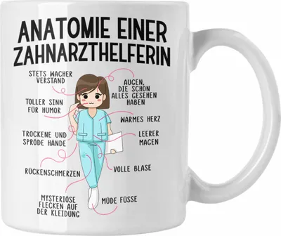Produktbild von Trendation - Zahnarzthelferin Tasse Geschenk Lustig Zahnarzt Damen Kollegin Geschenkidee Zahnmedizinische Fachangestellte Anatomie Zahnmedizin (Weiß)