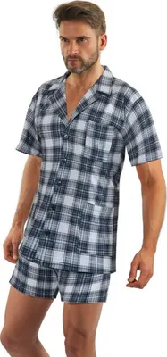 Produktbild von Sesto Senso Herren Pyjama Set - Kurze Baumwoll-Pyjama mit Knopfleiste, Atmungsaktiv und Weich, Klassischer Kragen, Mehrfarbig, Ideal für Zuhause und Schlaf, 100% Baumwolle, Poland M