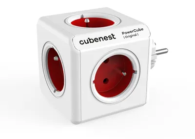 Obrázek produktu pro PowerCube Cubenest Original - Červená Zásuvka - 5 výstupů, dětská pojistka, uzemnění, max 16A/250V3680W/50-60Hz