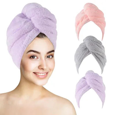 Productafbeelding van Omgoods - Set van 3 Microvezel Haarhanddoeken voor Sneldrogend Haar