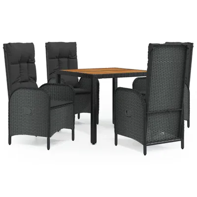 Produktbild von vidaXL 5-tlg. Garten-Essgruppe mit Kissen Schwarz Poly Rattan