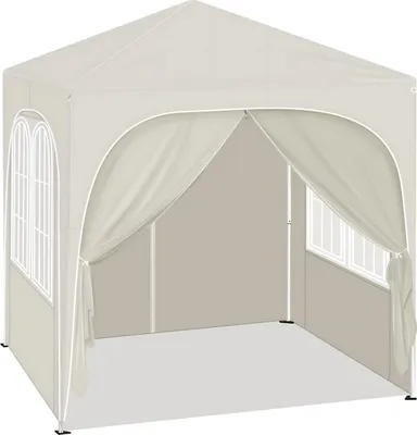 Image de Pavillon de jardin pliable 2x2 m - Avec parois latérales - Réglable en hauteur - Pop-Up Pavillon - Résistant à l'eau & protection UV - Beige/Blanc - Pour le jardin & l'extérieur