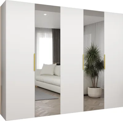Produktbild von MEBLE KRYSPOL, Kleiderschrank, Schrank 250 cmx202x52, Weiß, Gold