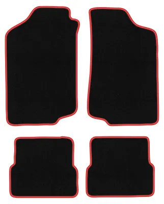 Zdjęcie produktu dla Dywaniki samochodowe welurowe CARLUX-RED do: Volkswagen Golf II (1983-1992, hatchback) czarne z czerwonym obszyciem, z mocowaniami