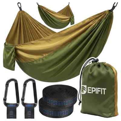 Immagine prodotto di Amaca Epifit XXL 300x200 cm, portata massima 200 kg – Amaca da campeggio doppia per 2 persone con tasca laterale, verde kaki