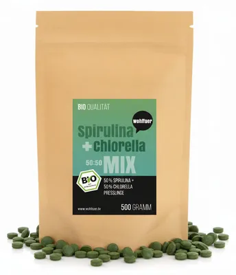 Produktbild von Wohltuer Spirulina + Chlorella Algen Mix Tabletten - 500g