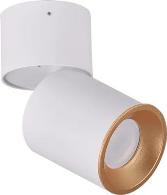 Zdjęcie produktu dla Oprawa Sufitowa Natynkowa NIXA GU10 Tuba Spot Ruchoma 360° Okrągła Biało - Złota GOLDLUX