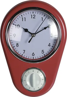 Produktbild von Küchenuhr Wanduhr »Kitchen« Retro Uhr 50er Jahre mit Kurzzeitwecker Eieruhr Rot